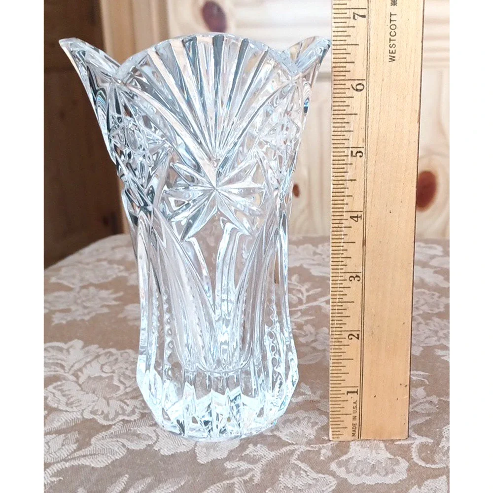 VTG JG Durand Lead Crystal Clear Glass Vase 6 1/2x 4 Vincennes